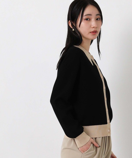 Gready Brilliant（グレディブリリアン）の「バイカラーポロ衿カーディガン（カーディガン/ボレロ・レディース・ベージュ×ブラック/ブラック×ベージュ・FREE）」の21枚目の写真