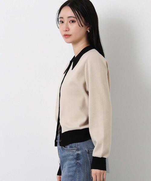 Gready Brilliant（グレディブリリアン）の「バイカラーポロ衿カーディガン（カーディガン/ボレロ・レディース・ベージュ×ブラック/ブラック×ベージュ・FREE）」の17枚目の写真