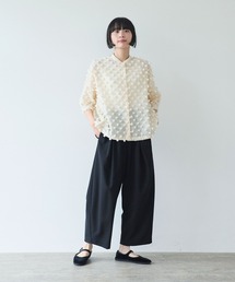 ☆美品☆bulle de savon ドットシャツ bulle de savon（ビュルデサボン） tシャツ ラッセルドット タック衿