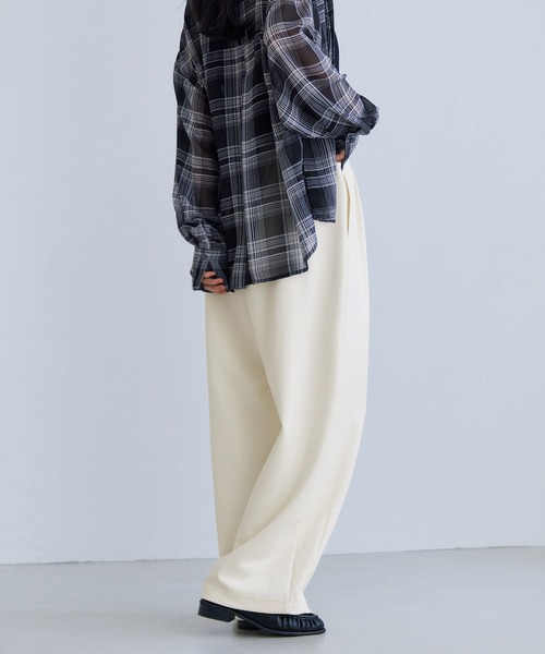 VIS（ビス）の「カットカーブスラックスパンツ（スラックス・レディース・ブラック/オフホワイト・FREE）」の11枚目の写真