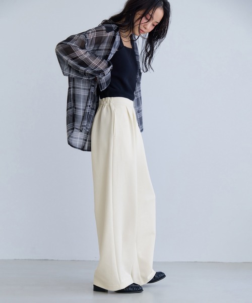 VIS（ビス）の「カットカーブスラックスパンツ（スラックス・レディース・ブラック/オフホワイト・FREE）」の20枚目の写真