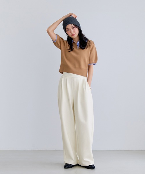 VIS（ビス）の「カットカーブスラックスパンツ（スラックス・レディース・ブラック/オフホワイト・FREE）」の21枚目の写真