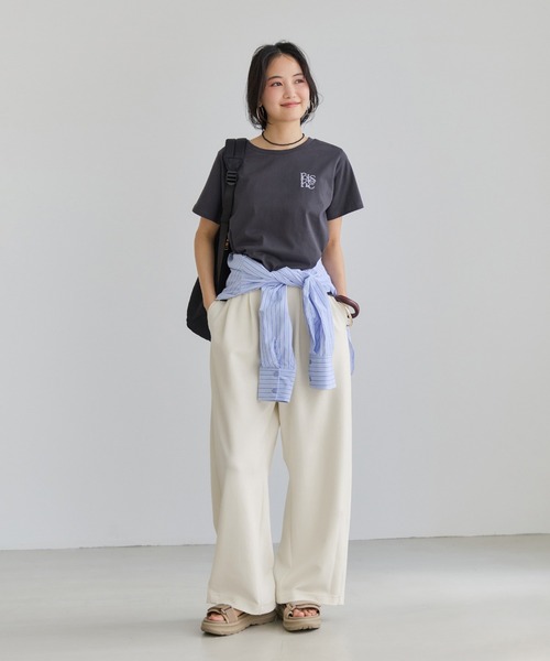 VIS（ビス）の「カットカーブスラックスパンツ（スラックス・レディース・ブラック/オフホワイト・FREE）」の4枚目の写真