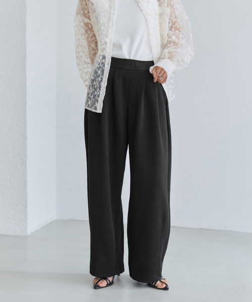 VIS（ビス）の「カットカーブスラックスパンツ（スラックス・レディース・ブラック/オフホワイト・FREE）」の9枚目の写真