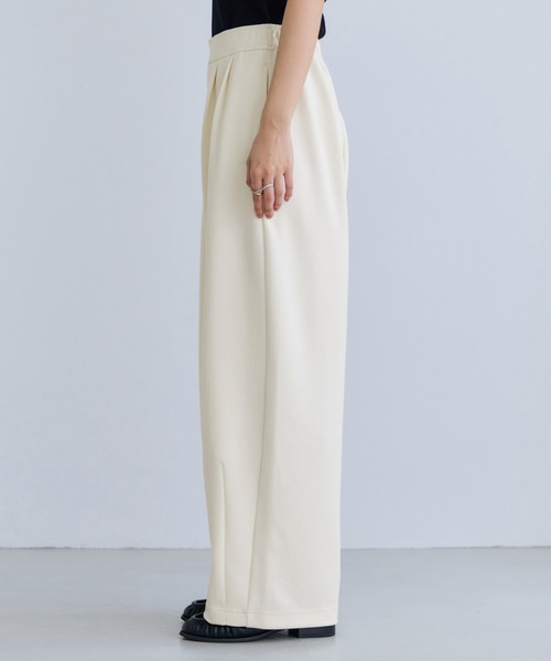 VIS（ビス）の「カットカーブスラックスパンツ（スラックス・レディース・ブラック/オフホワイト・FREE）」の5枚目の写真