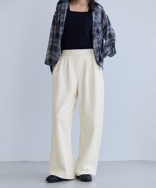 VIS（ビス）の「カットカーブスラックスパンツ（スラックス・レディース・ブラック/オフホワイト・FREE）」の15枚目の写真