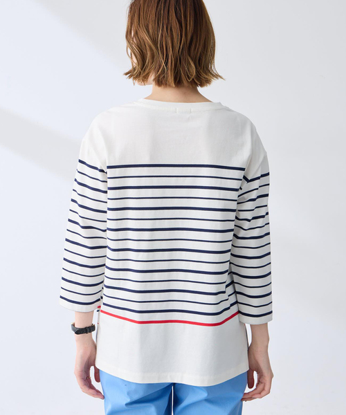 Petit Honfleur(プチオンフルール)の「ボーダーTシャツ【オーガニックコットンブレンド・綿100%】(Tシャツ/カットソー・レディース・ネイビー/ホワイト・M/L)」の6枚目の写真