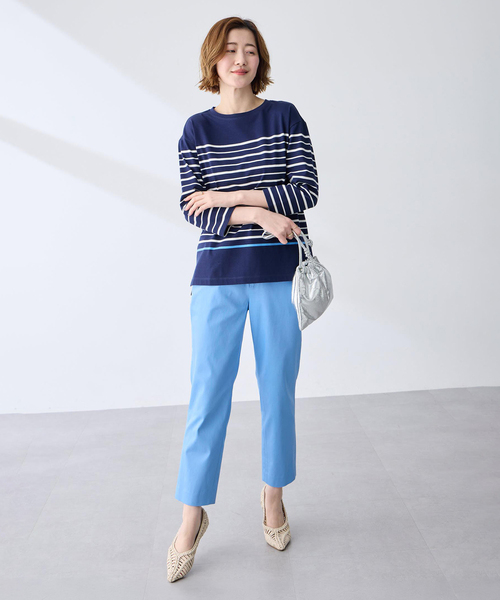 Petit Honfleur(プチオンフルール)の「ボーダーTシャツ【オーガニックコットンブレンド・綿100%】(Tシャツ/カットソー・レディース・ネイビー/ホワイト・M/L)」の10枚目の写真