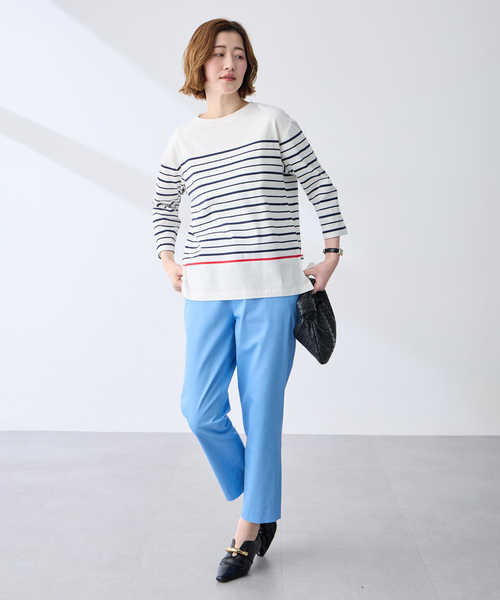 Petit Honfleur(プチオンフルール)の「ボーダーTシャツ【オーガニックコットンブレンド・綿100%】(Tシャツ/カットソー・レディース・ネイビー/ホワイト・M/L)」の12枚目の写真