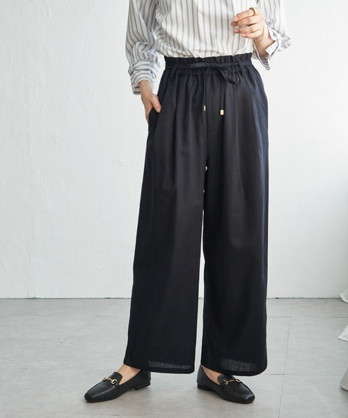 ikka(イッカ)の「麻混ベルト付きイージーパンツ(その他パンツ・レディース・ベージュ/ネイビー/オレンジ/チャコール・L/M/S)」の3枚目の写真