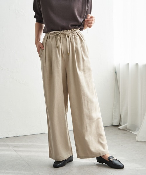 ikka(イッカ)の「麻混ベルト付きイージーパンツ(その他パンツ・レディース・ベージュ/ネイビー/オレンジ/チャコール・L/M/S)」の5枚目の写真