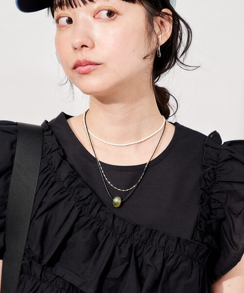 FREAK'S STORE（フリークスストア）の「マルチウェイ レイヤーネックレス/ビーズネックレス/ペンダントネックレス（ネックレス・レディース・ブルー/オフホワイト・ONE SIZE）」の7枚目の写真