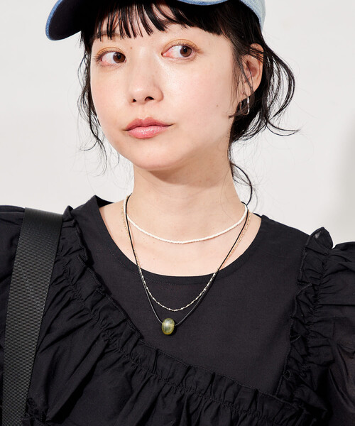 FREAK'S STORE（フリークスストア）の「マルチウェイ レイヤーネックレス/ビーズネックレス/ペンダントネックレス（ネックレス・レディース・ブルー/オフホワイト・ONE SIZE）」の8枚目の写真