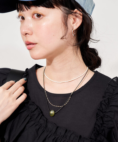 FREAK'S STORE（フリークスストア）の「マルチウェイ レイヤーネックレス/ビーズネックレス/ペンダントネックレス（ネックレス・レディース・ブルー/オフホワイト・ONE SIZE）」の9枚目の写真