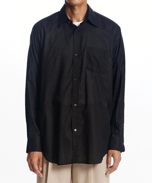 markaware(マーカウェア)の「【MARKAWARE/マーカウェア】REGULAR FIT DRESS SHIRT/80/1ヘンプタイプライター / レギュラーフィットドレスシャツ(シャツ/ブラウス・メンズ・ブラック/ホワイト/ベージュ・1/2/3)」の4枚目の写真