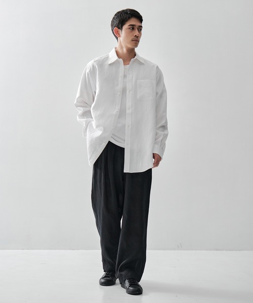 markaware(マーカウェア)の「【MARKAWARE/マーカウェア】REGULAR FIT DRESS SHIRT/80/1ヘンプタイプライター / レギュラーフィットドレスシャツ(シャツ/ブラウス・メンズ・ブラック/ホワイト/ベージュ・1/2/3)」の10枚目の写真