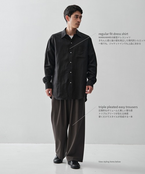 markaware(マーカウェア)の「【MARKAWARE/マーカウェア】REGULAR FIT DRESS SHIRT/80/1ヘンプタイプライター / レギュラーフィットドレスシャツ(シャツ/ブラウス・メンズ・ブラック/ホワイト/ベージュ・1/2/3)」の16枚目の写真
