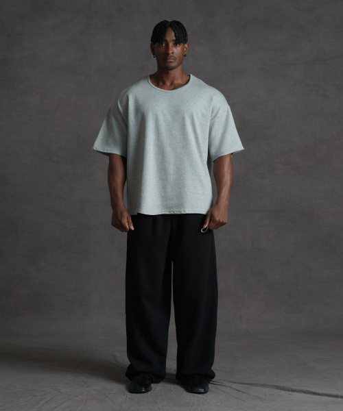 PHERMENON（フェルメノン）の「オーバーサイズ Uネック 無地 半袖Tシャツ - グレー（Tシャツ/カットソー・メンズ・グレー・1/2）」の2枚目の写真