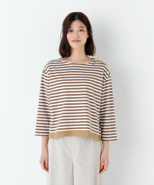 human woman(ヒューマンウーマン)の「◆天竺ボーダーカットソー(Tシャツ/カットソー・レディース・クリアブラウン/ダークインディゴブルー・MEDIUM)」の14枚目の写真