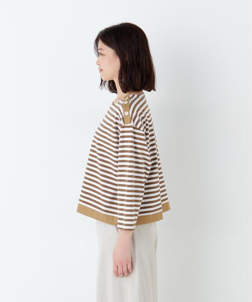 human woman(ヒューマンウーマン)の「◆天竺ボーダーカットソー(Tシャツ/カットソー・レディース・クリアブラウン/ダークインディゴブルー・MEDIUM)」の13枚目の写真