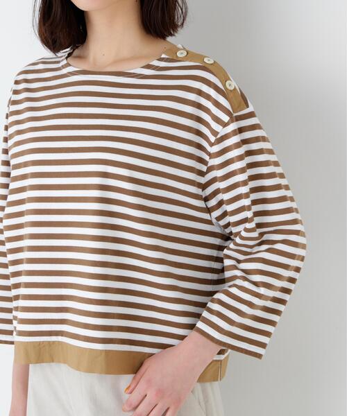 human woman(ヒューマンウーマン)の「◆天竺ボーダーカットソー(Tシャツ/カットソー・レディース・クリアブラウン/ダークインディゴブルー・MEDIUM)」の10枚目の写真
