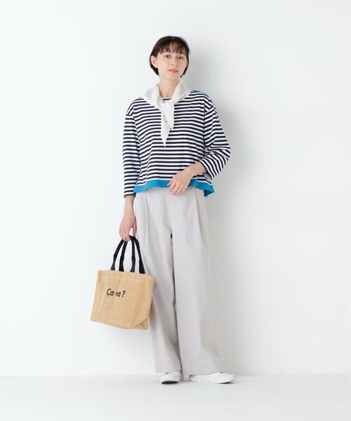 human woman(ヒューマンウーマン)の「◆天竺ボーダーカットソー(Tシャツ/カットソー・レディース・クリアブラウン/ダークインディゴブルー・MEDIUM)」の4枚目の写真