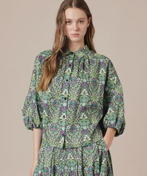 美品 マッキントッシュロンドン シアーブラウス ノースリーブ 花柄 ブルー 38 MACKINTOSH LONDON｜マッキントッシュ ロンドンのトップス（花柄