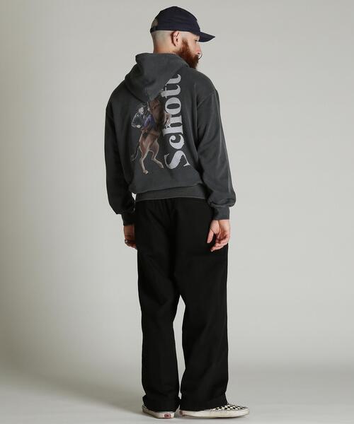Schott（ショット）の「Schott/ショット/Schott WILD HORSE HOODED SWEAT/ショット ワイルドホース パーカー（パーカー・メンズ・ベージュ/ブラック・M/L/XL/2XL）」の12枚目の写真