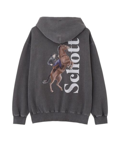 Schott（ショット）の「Schott/ショット/Schott WILD HORSE HOODED SWEAT/ショット ワイルドホース パーカー（パーカー・メンズ・ベージュ/ブラック・M/L/XL/2XL）」の14枚目の写真