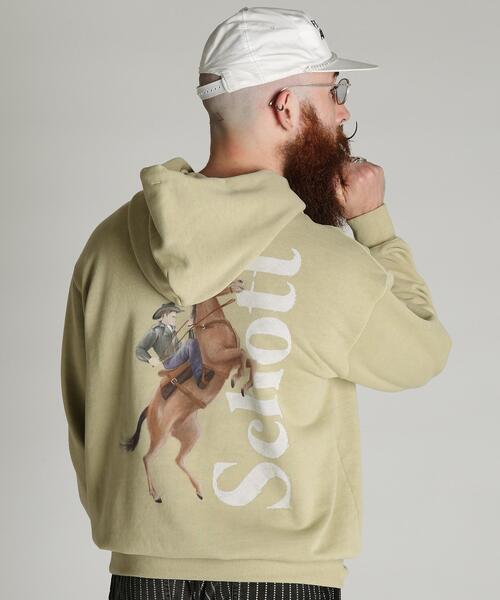 Schott（ショット）の「Schott/ショット/Schott WILD HORSE HOODED SWEAT/ショット ワイルドホース パーカー（パーカー・メンズ・ベージュ/ブラック・M/L/XL/2XL）」の18枚目の写真