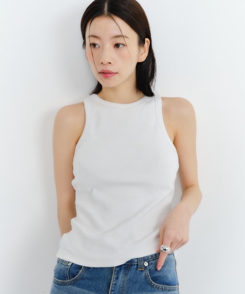 Shelly island（シェリーアイランド）の「カップ付アメスリタンク（タンクトップ・レディース・ホワイト/ピンク/ブラック/カーキ・FREE）」の5枚目の写真