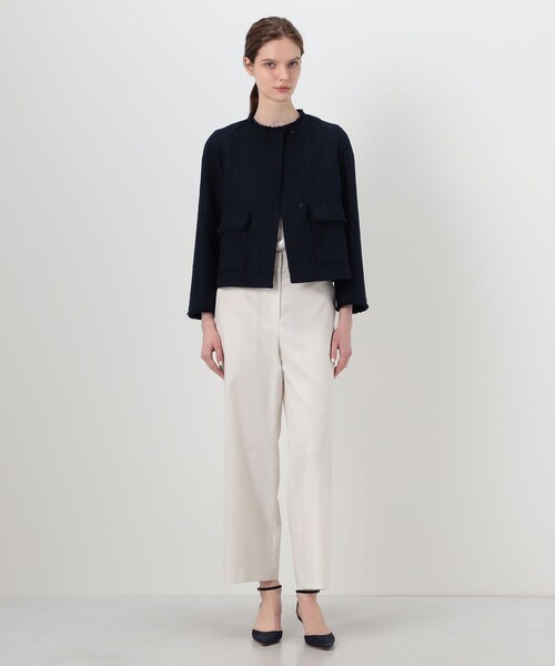 BALLSEY(ボールジィ)の「ラメブッチャーツイード セミダブルクルーネックジャケット(ノーカラージャケット・レディース・ネイビー・34/36/38)」の2枚目の写真