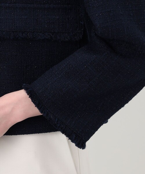BALLSEY(ボールジィ)の「ラメブッチャーツイード セミダブルクルーネックジャケット(ノーカラージャケット・レディース・ネイビー・34/36/38)」の9枚目の写真