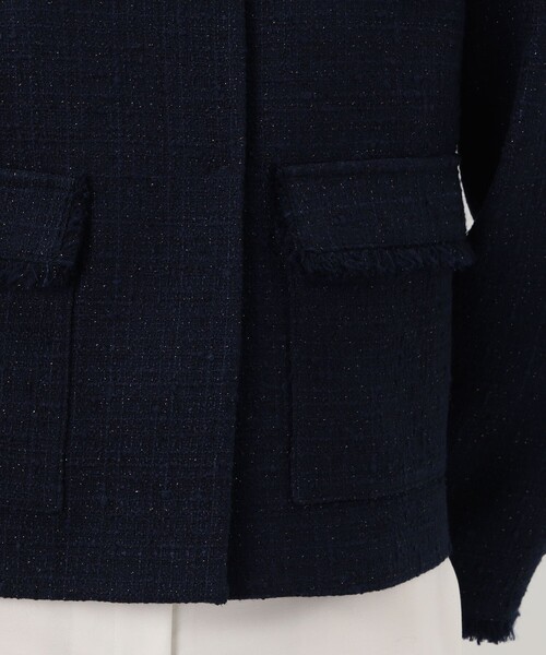 BALLSEY(ボールジィ)の「ラメブッチャーツイード セミダブルクルーネックジャケット(ノーカラージャケット・レディース・ネイビー・34/36/38)」の11枚目の写真