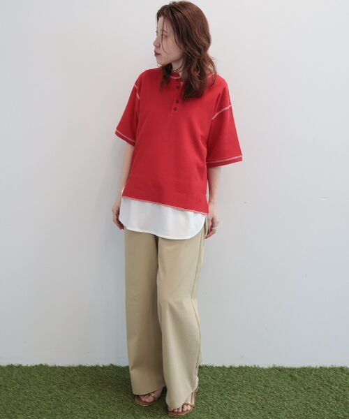 RUSSELL(ラッセル)の「【RUSSELL】ワッフルヘンリーTシャツ(Tシャツ/カットソー・レディース・レッド・FREE)」の10枚目の写真
