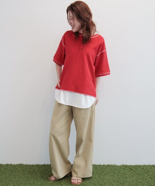 RUSSELL(ラッセル)の「【RUSSELL】ワッフルヘンリーTシャツ(Tシャツ/カットソー・レディース・レッド・FREE)」の11枚目の写真