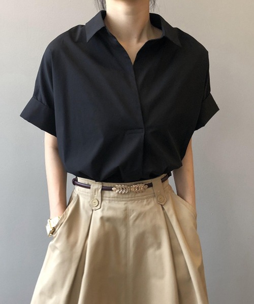 DiamondHearts(ダイヤモンドハーツ)の「ドレープシルエット スキッパーブラウス(シャツ/ブラウス・レディース・ベージュ/ホワイト/ブラック・MEDIUM/LARGE/X-LARGE)」の11枚目の写真