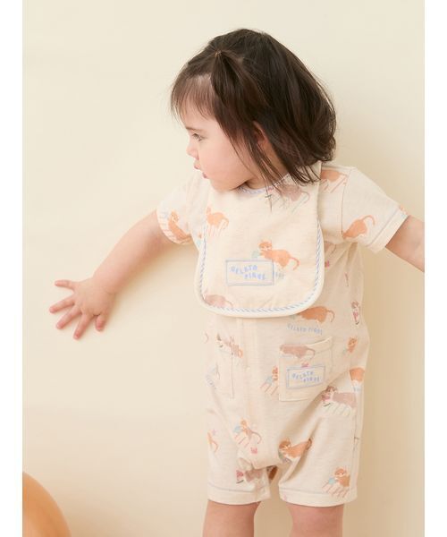 gelato pique(ジェラートピケ)の「【BABY】シーサイドキャット柄スタイ(スタイ/よだれかけ・キッズ・ピンク/オートミール・F)」の5枚目の写真
