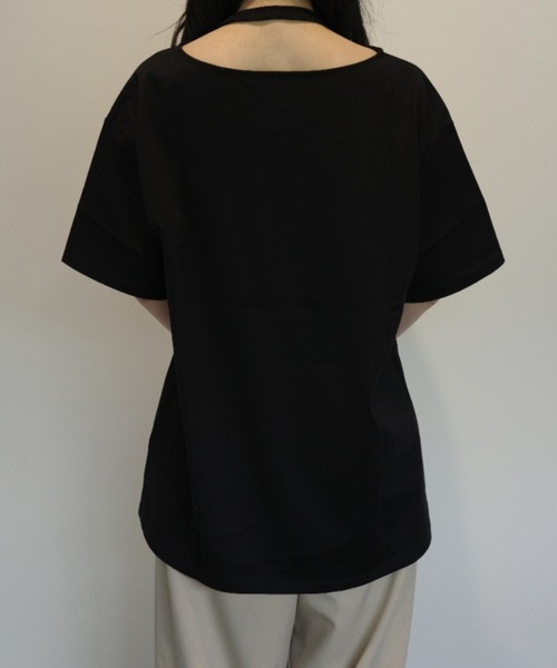 CLANE（クラネ）の「CLANE W FACE NOTCHED RIB OVER TOPS（Tシャツ/カットソー・レディース・ホワイト/ブラック・FREE）」の6枚目の写真