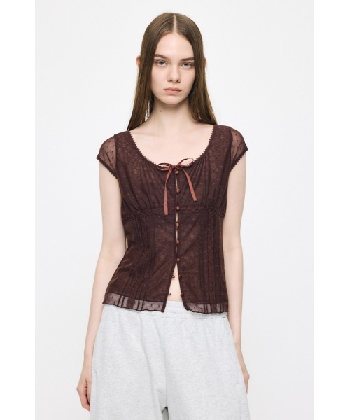 MOUSSY(マウジー)の「TULLE PINTUCK ブラウス(シャツ/ブラウス・レディース・アイボリー/ブラック/ブラウン・1/2)」の5枚目の写真