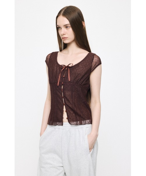 MOUSSY(マウジー)の「TULLE PINTUCK ブラウス(シャツ/ブラウス・レディース・アイボリー/ブラック/ブラウン・1/2)」の8枚目の写真