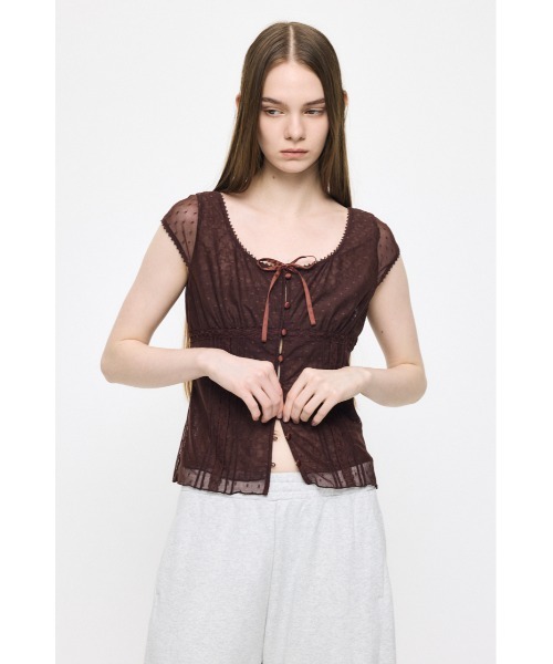 MOUSSY(マウジー)の「TULLE PINTUCK ブラウス(シャツ/ブラウス・レディース・アイボリー/ブラック/ブラウン・1/2)」の9枚目の写真