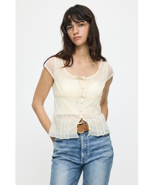 MOUSSY(マウジー)の「TULLE PINTUCK ブラウス(シャツ/ブラウス・レディース・アイボリー/ブラック/ブラウン・1/2)」の11枚目の写真