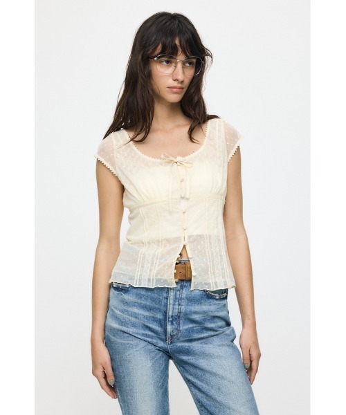 MOUSSY(マウジー)の「TULLE PINTUCK ブラウス(シャツ/ブラウス・レディース・アイボリー/ブラック/ブラウン・1/2)」の14枚目の写真