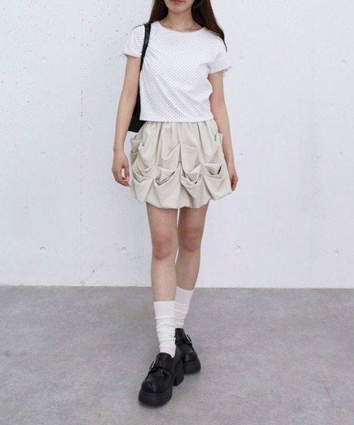 archives(アルシーヴ)の「ピコレースドットチビT(Tシャツ/カットソー・レディース・ネイビー/グレー/オフホワイト・MEDIUM)」の9枚目の写真