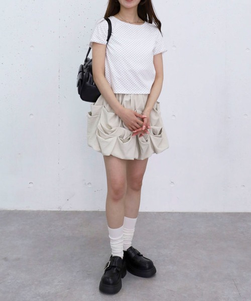 archives(アルシーヴ)の「ピコレースドットチビT(Tシャツ/カットソー・レディース・ネイビー/グレー/オフホワイト・MEDIUM)」の10枚目の写真