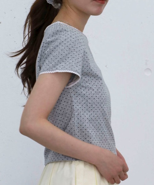 archives(アルシーヴ)の「ピコレースドットチビT(Tシャツ/カットソー・レディース・ネイビー/グレー/オフホワイト・MEDIUM)」の15枚目の写真