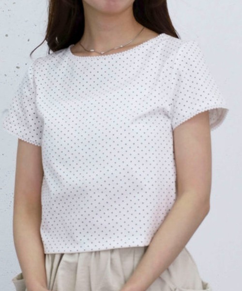archives(アルシーヴ)の「ピコレースドットチビT(Tシャツ/カットソー・レディース・ネイビー/グレー/オフホワイト・MEDIUM)」の5枚目の写真