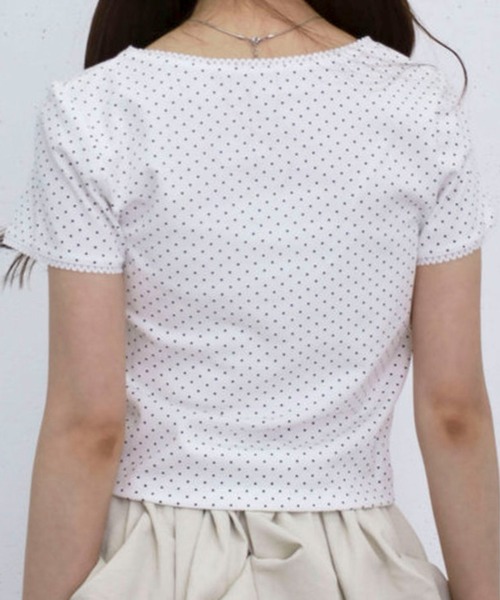 archives(アルシーヴ)の「ピコレースドットチビT(Tシャツ/カットソー・レディース・ネイビー/グレー/オフホワイト・MEDIUM)」の8枚目の写真