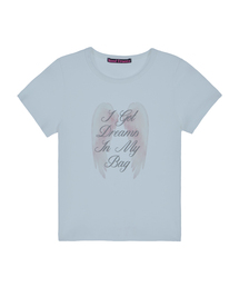 Angel Wing Lettering T-shirt [Sky Blue]